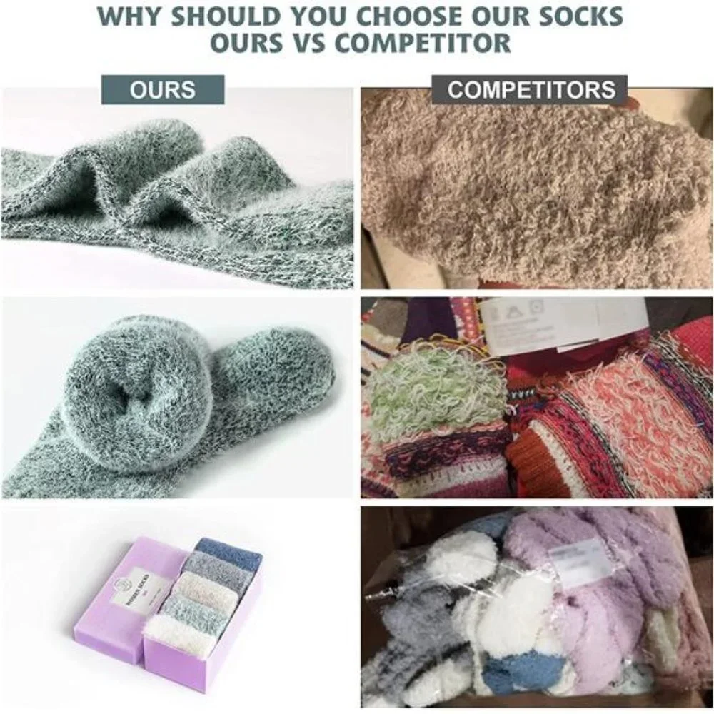 5 Pairs Women's Warm Socks Winter Fluffy Cozy Socks